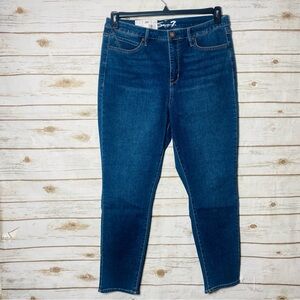 Seven7 Women's High Rise Dark Blue Five Pocket Skinny Jeans Size 16